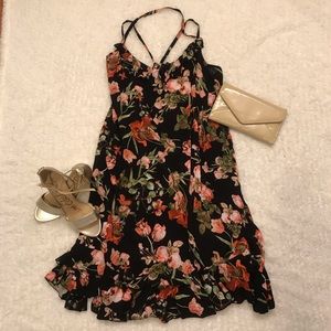 Black Floral Print Dress